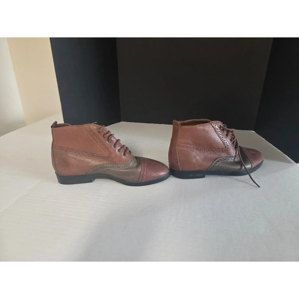 Honors Vintage Brown Leather Wingtip Ankle Boots Lace Up Brogue Made in Brazil 7
